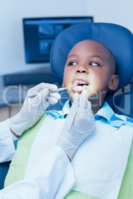 Close up of boy having his teeth examined