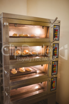 Bread rolls baking in oven