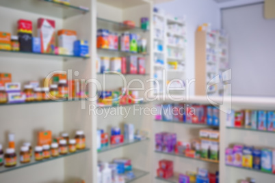 Close up of shelves of drugs