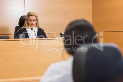 Lawyer listening to the judge