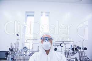 Portrait of a scientist in protective suit