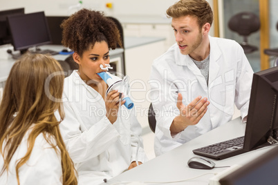 Medical students working together in the lab