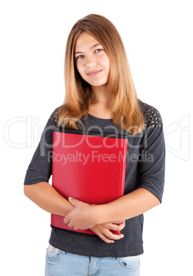 school girl with red folder