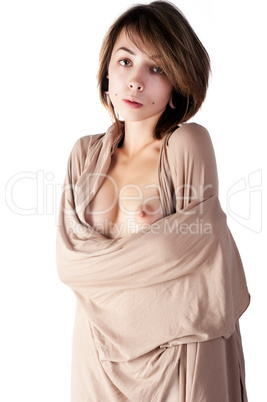 sexy topless woman in scarf