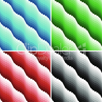 Four colored wavy seamless patterns