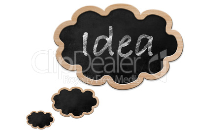 Idea written on a Thought bubble shaped Blackboard