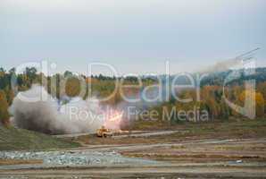 Rocket launch by TOS-1A system