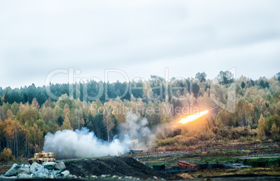 Rocket launch by TOS-1A system