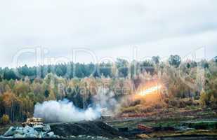 Rocket launch by TOS-1A system