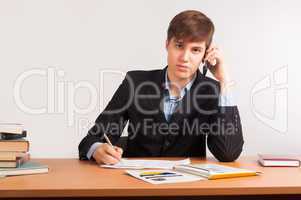 Attractive man calling by mobile phone