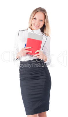 portrait of smiling business woman with organizer