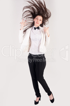 Business woman with flying hair