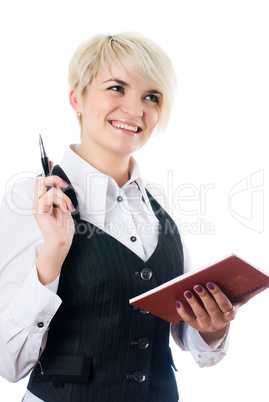 Woman with daily log