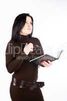 Attractive business lady with diary log