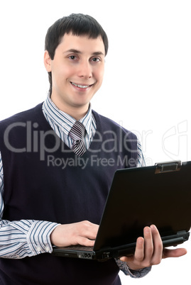 Smiling man with laptop