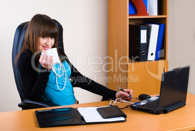 Business woman with laptop