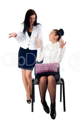 Two business women talking