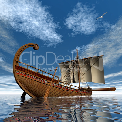 Ancient greek sailboat - 3D render
