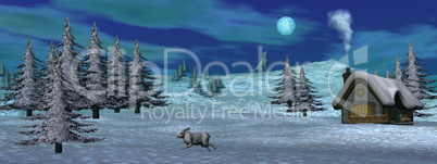 Christmas winter scenic - 3D render