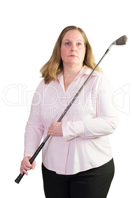 Businessfrau spielt Golf