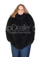 Frau in einem schwarzen Angora Pullover