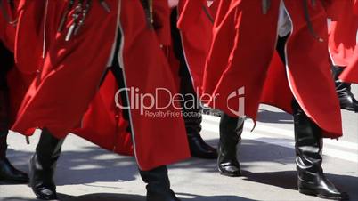 Red uniform cossacks parade march