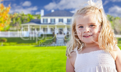 Cute Smiling Girl Playing in Front Yard