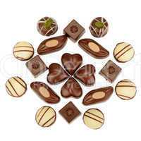 chocolate candies isolated on white background