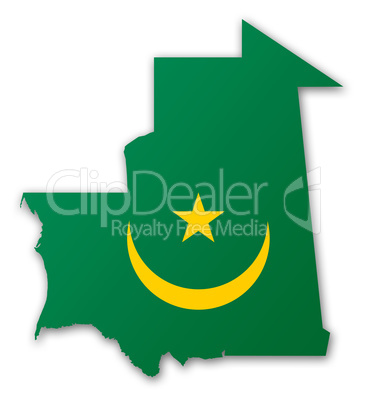 Map and flag of Mauritania