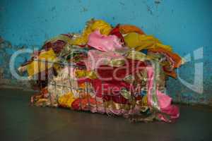 Basket of coloured cloths