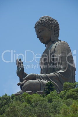 Close-up of Big Buddha statue in profile