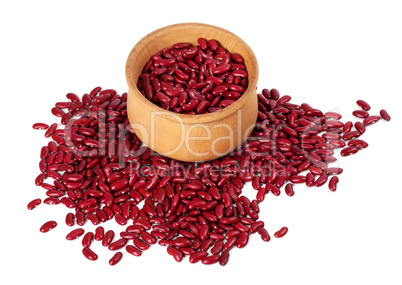 Red haricot in wooden bowl