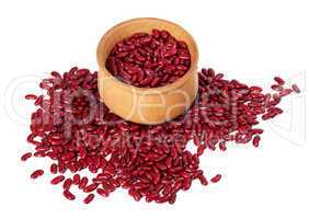Red haricot in wooden bowl