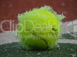 Frost-covered tennis ball