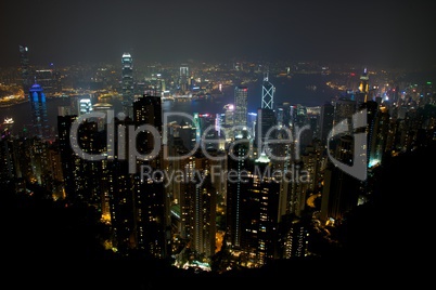 Hong Kong skyline lit up at night