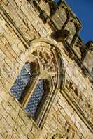 Leaded mullioned window in Battle Abbey gatehouse