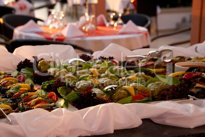 Stuffed bell peppers in outdoor restaurant buffet