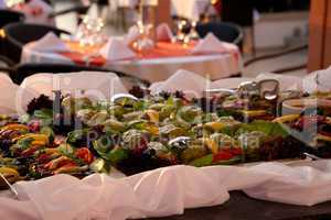 Stuffed bell peppers in outdoor restaurant buffet