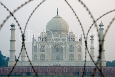 Taj Mahal through barbed wire