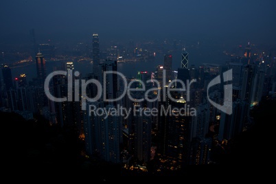 Victoria Harbour by night from the Peak