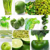 green healthy food collage collection