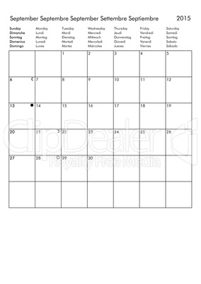 2015 Calendar - September