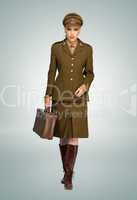 Glamorous woman in military uniform