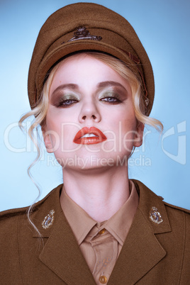 Sensual portrait of an elegant army recruit