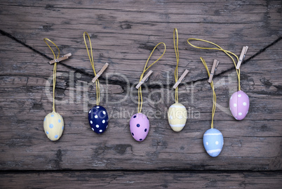 Many Easter Eggs Hanging On Line With Frame