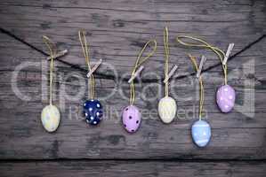 Many Easter Eggs Hanging On Line With Frame