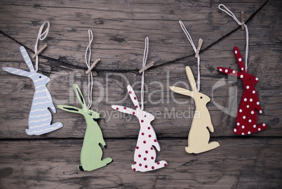 Many Easter Bunnies Hanging On Line