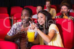 Young people watching a film