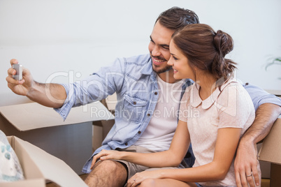 Cute couple taking a selfie