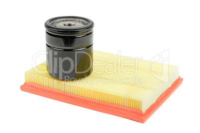 oil filter and air filter for a car